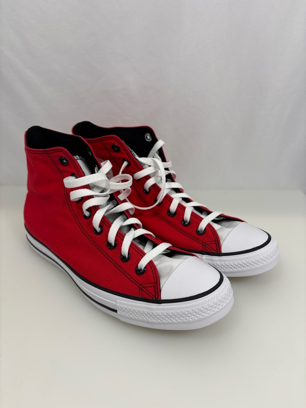 New In Box! Custom Converse High Top Chuck Taylors Red/Black/White Mens size 9.5
